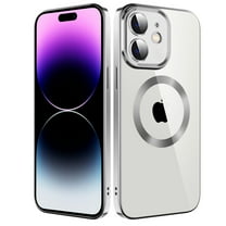 Dteck Clear Magnetic Case for iPhone 11,Shockproof Soft TPU Electro-plating Bumper Case Compatible with MagSafe Cover with Built-in Camera Lens Protector,Silver
