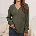 thumbnail image 2 of Women's Summer Chiffon Blouses,Women's Solid Color Long Sleeved Round Neck Pullover Top Army Green L, 2 of 7