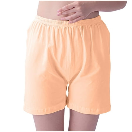 TFEOQRY Women s Boxers Briefs Solid Color Cotton Mid Waist Women s Middle-Aged and Elderly Underwear Solid Color Loose Angle Underwear Yellow