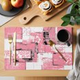 thumbnail image 2 of Pink White Placemats Set of 12 Modern Abstract Art Botanical Place Mats Indoor Wipeable Table Mats Washable Cloth Dining Table Placemats for Kitchen Holiday Party Home Decor 13x19 Inch, 2 of 9