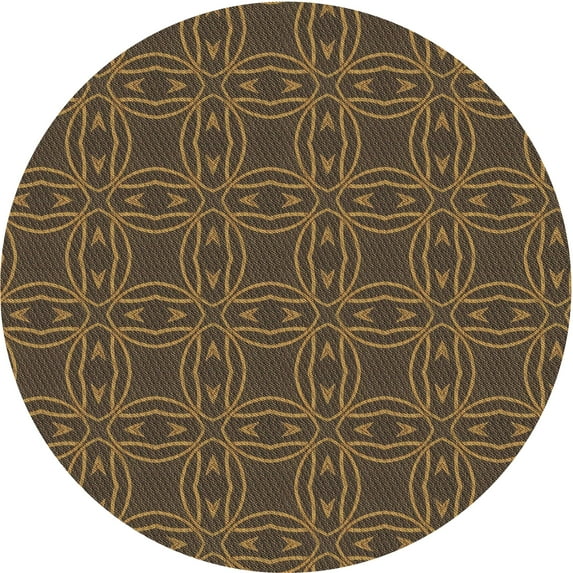 Ahgly Company Indoor Round Patterned Light Brown Area Rugs, 7' Round