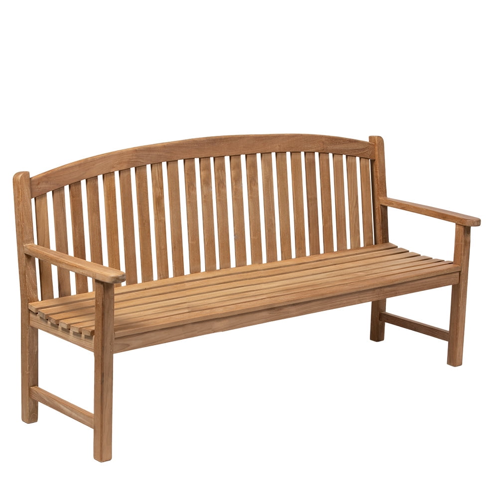 Titan Great Outdoors Grade A Teak 71in BowBack Bench, Indoor Outdoor