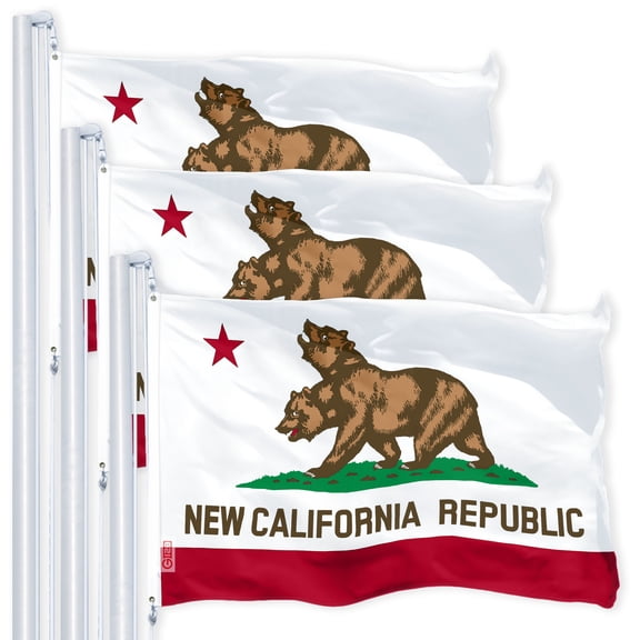 California CA Double Headed Bear Flag 3x5FT 3-Pack 150D Printed Polyester