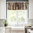 thumbnail image 4 of Rustic Wooden Barn Door Valances Curtains Wood Plank Brown Barnwood Western Country Style Lodge Farmhouse Short Curtain Valance for Kitchen Bathroom Decor with Rod Pocket, One Panel 54X18 Inches, 4 of 6