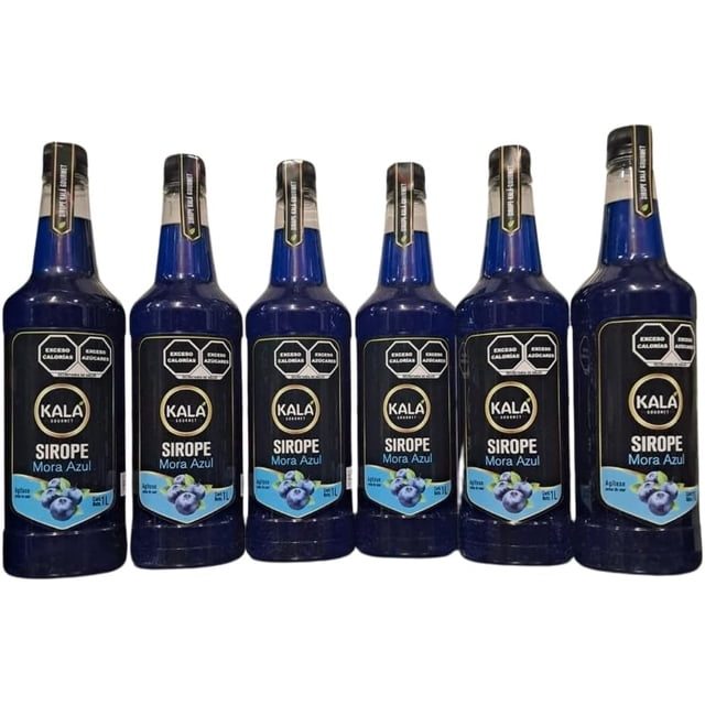 Kit de 6 Jarabes Kala Para Preparar Bebidas De 1 Lt Sabor Frutos Mora Azul