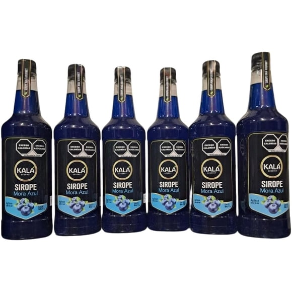 Kit de 6 Jarabes Kala Para Preparar Bebidas De 1 Lt Sabor Frutos Mora Azul