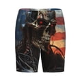 thumbnail image 6 of Daiia Cyberpunk Skull American Flag Mens Woven Stretch Pajama Short,Short Pajama Pants-3X-Large, 6 of 7