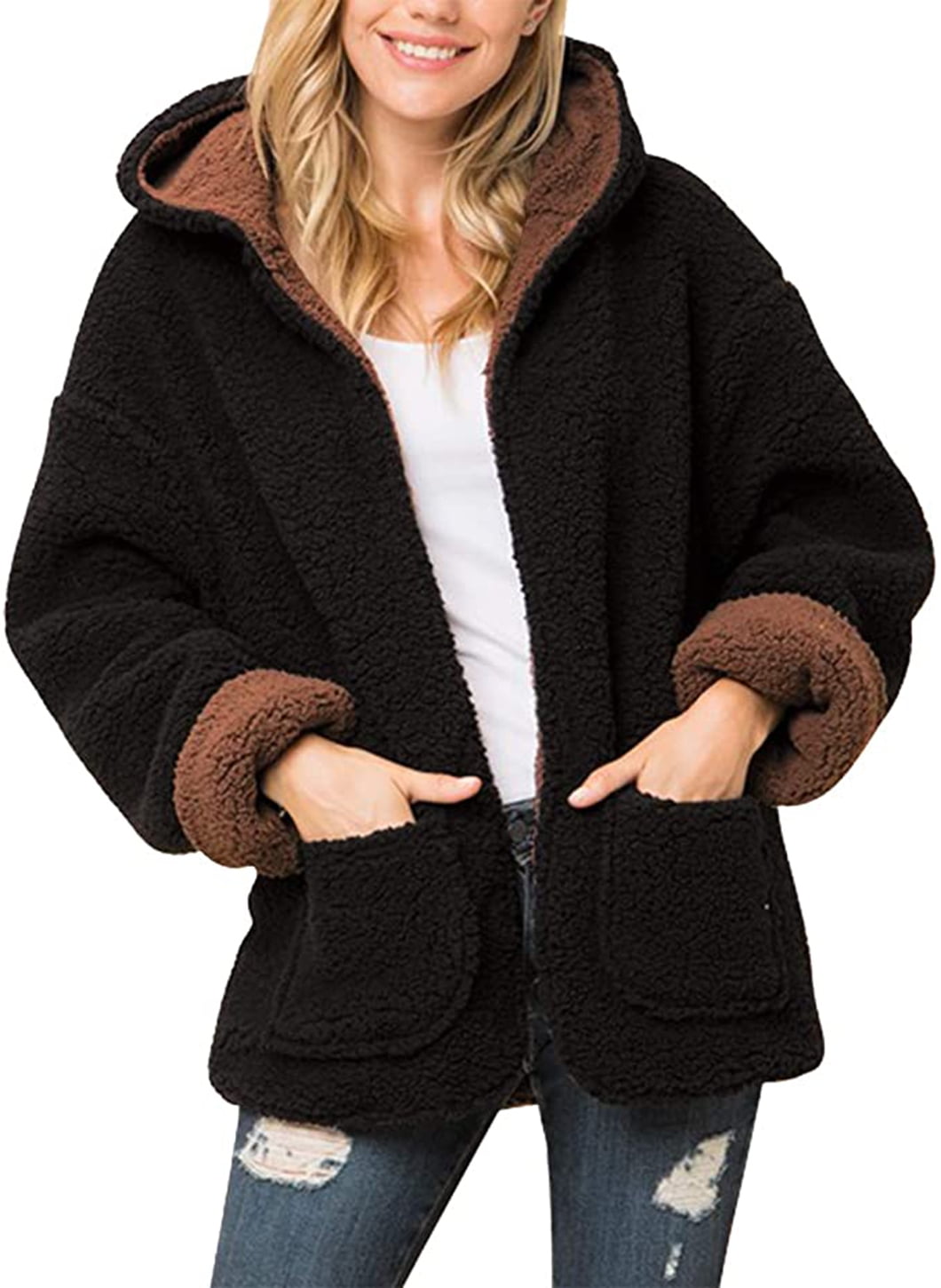 Daisy Del Sol Women’s Soft Sherpa Fleece Faux Fur Plush Teddy Bear ...