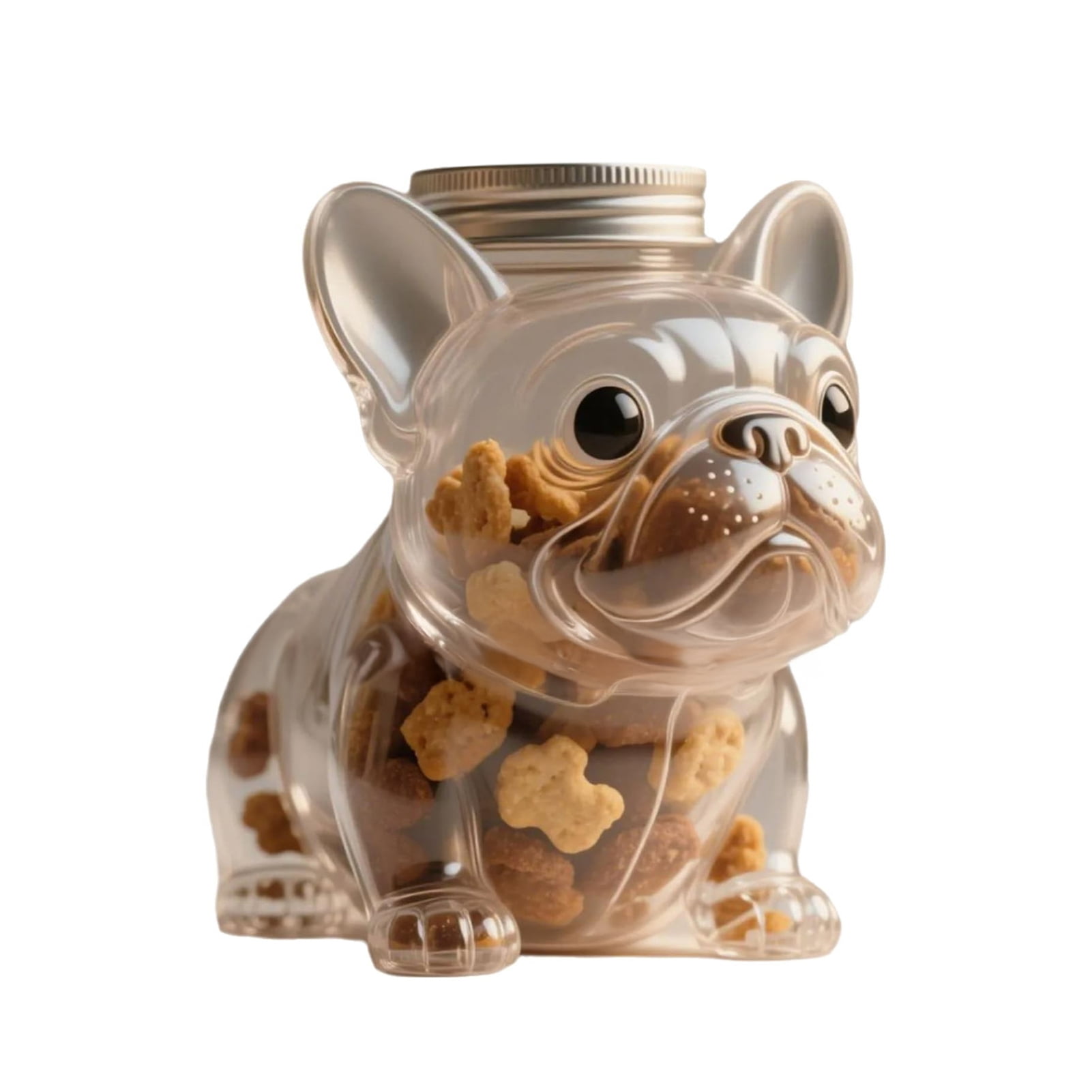 Dserhfy Pet Treat Jar Reusable Dog Shape Glass Airtight Pet Food Storage Container Chihuahua/French Bulldog/Dachshund Candy Snack Holder with Lid for Kitchen Countertop