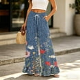 thumbnail image 2 of Sewkxo Wide Leg Pants Women 2026 Summer Floral Print Boho Palazzo Pants High Waist Lounge Trousers with Pockets,Hot Pink XL, 2 of 6