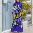 thumbnail image 3 of BOOM Comic Book Purple Pop Art Modern Fun Retro Cool Long Dress Dresses luxury dress Woman dresses women's evening dresses, 3 of 4