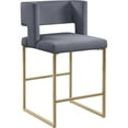 thumbnail image 1 of Meridian Furniture Caleb Gray Velvet Counter Stool (Set of 2), 1 of 5