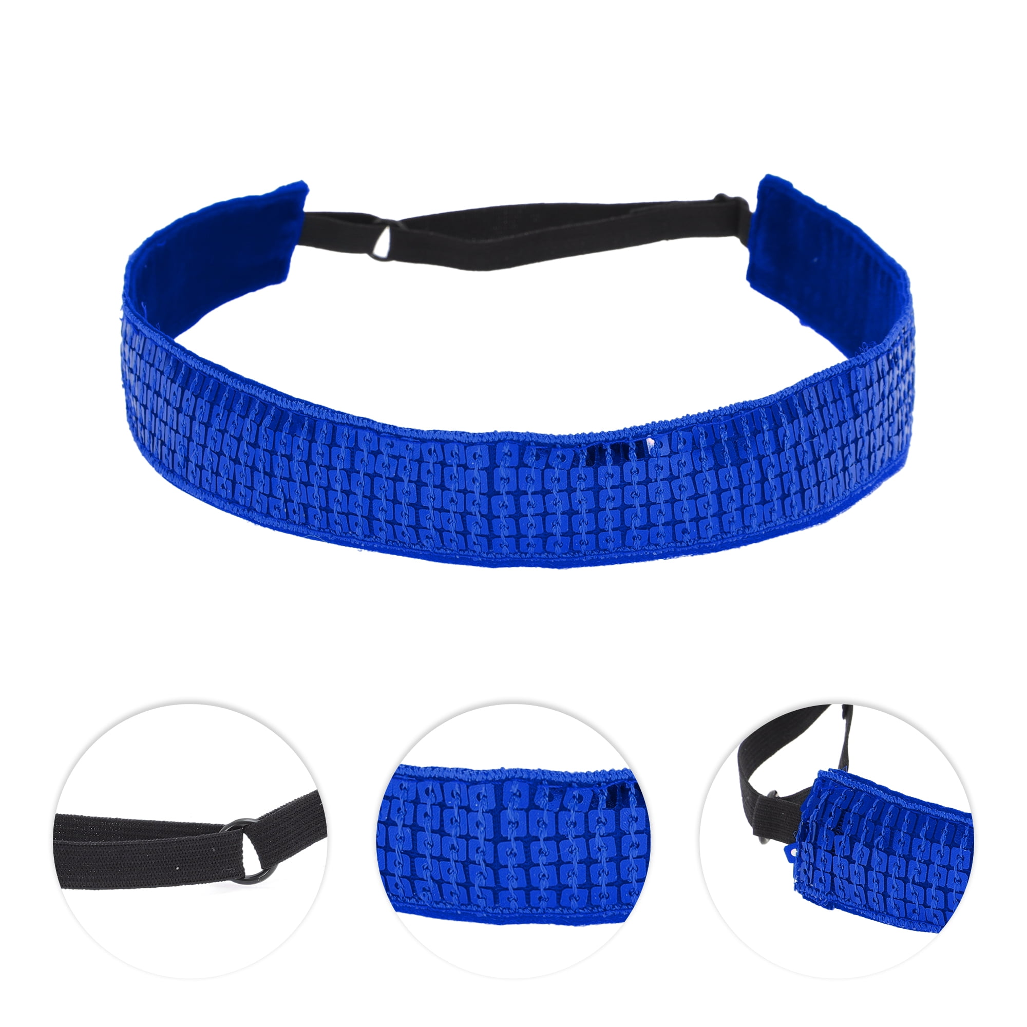 Unique Bargains Adjustable Sequins Headbands 1 Pc Blue