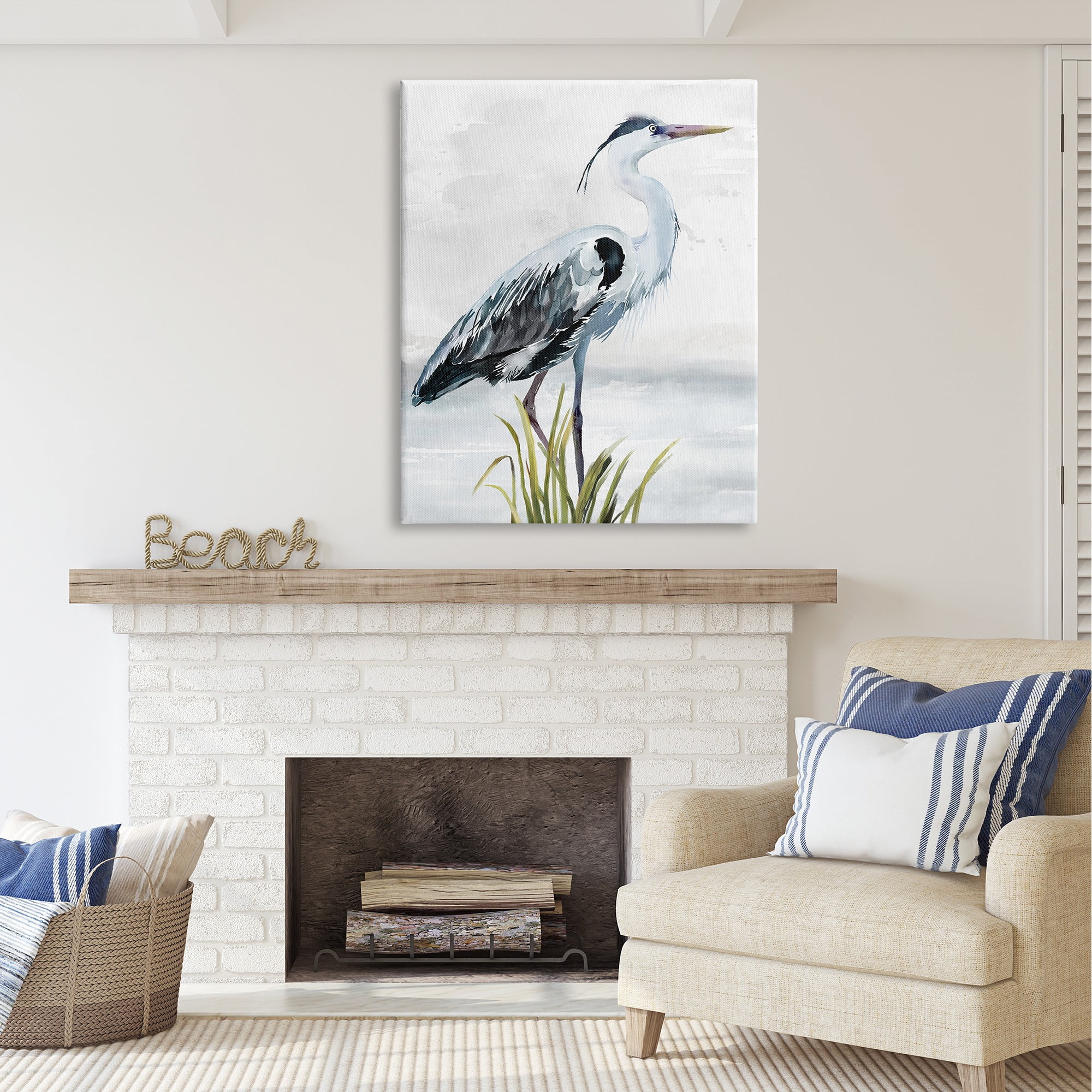 Stupell Industries Shore Bird Portrait Animals & Insects Painting Gallery Wrapped Canvas Art Print Wall Art, 36 x 48