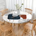 thumbnail image 3 of Bohemian Style Floral Print Round Tablecloth - Elastic Hem Fits 52 to 56 Inch Tables - Vibrant Table Cover for Dining Room Kitchen Decor, 3 of 7