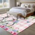 thumbnail image 4 of Large Area Rugs for Living Room Bedroom, Spring 6'x9' Rug Washable Carpet Runner Indoor Outdoor, Bicycles Leaves Butterfly Flowers Pink Buffalo Plaid Non Slip Floor Mats Rug for Kitchen, Playroom, 4 of 8