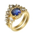 thumbnail image 2 of KDSJSXW Diamond Ring Bright Zircon Ring Round Blue Stone Jewelry Fashion Jewelry Engaged Ring for Women Gold Rings That Don'T Tarnish Gold Rings That Don'T Tarnish Diamond Ring(Gold,7), 2 of 6