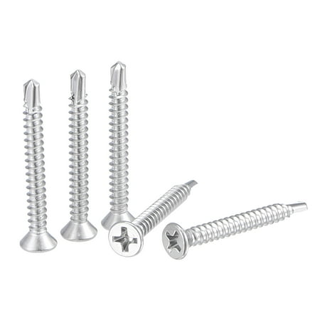 

Uxcell #6 x 1 9/64 410 Stainless Steel Full Thread Phillips Head Self Drilling Screws 100 Pack