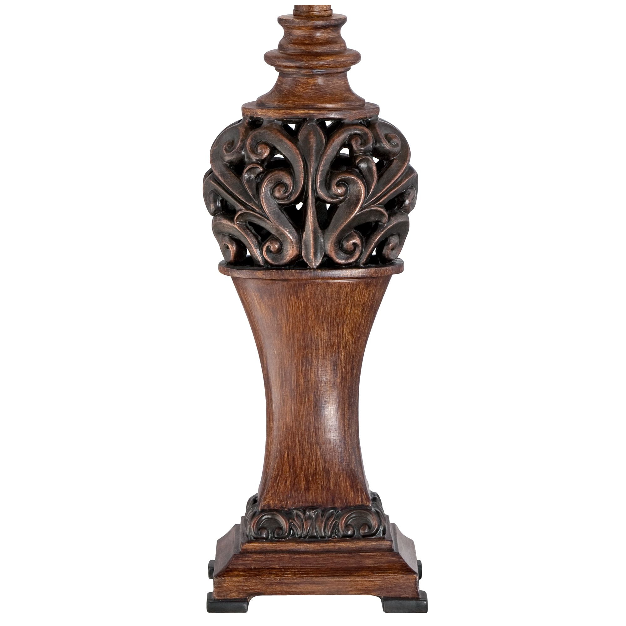 Regency Hill Exeter 30" Tall Large Traditional End Table Lamps Set of 2 Brown Wood Finish Crimson Red Shade Living Room Bedroom