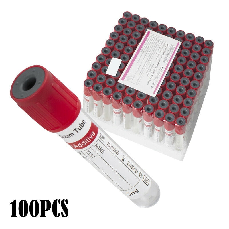 Vacuum Blood Collection Tubes No Additive Tubes 12 x 75mm, 5mL, 100pcs