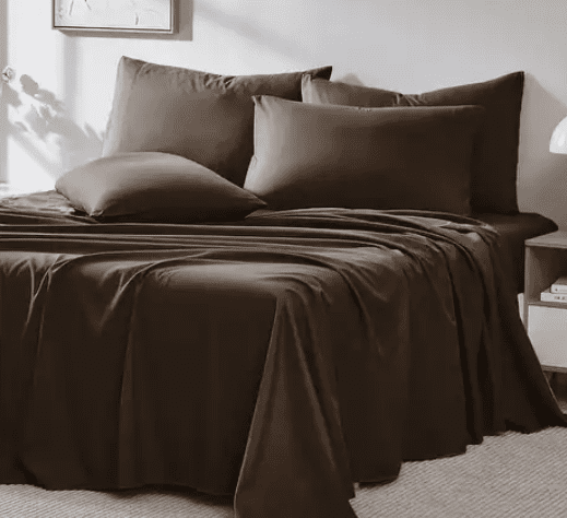 Villa Novum 6-Piece Bamboo Fiber Sheet Set (Chocolate, Queen)