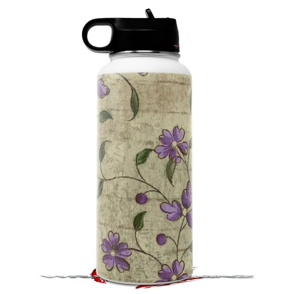 Skin Wrap Decal compatible with Hydro Flask Wide Mouth Bottle 32oz Flowers and Berries Purple Skin (BOTTLE NOT INCLUDED)