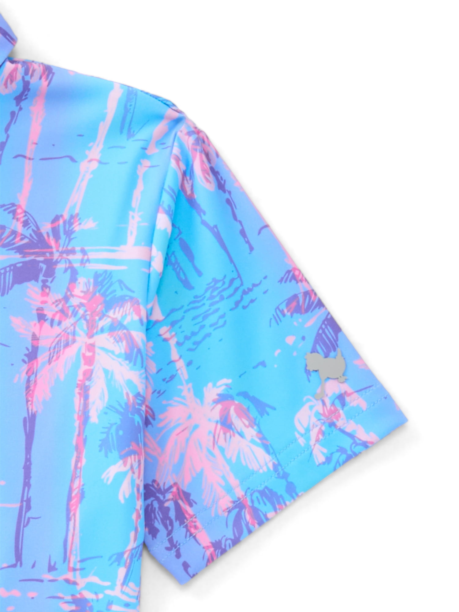Birdie Bound Boys Beachy Palm Print Polo Top with UV 30, Sizes XS-XL