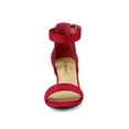 thumbnail image 6 of BLISSFUL STEP Women's Ankle Buckle Strap Chunky Heel Sandal Shoes Red 7.5, 6 of 7