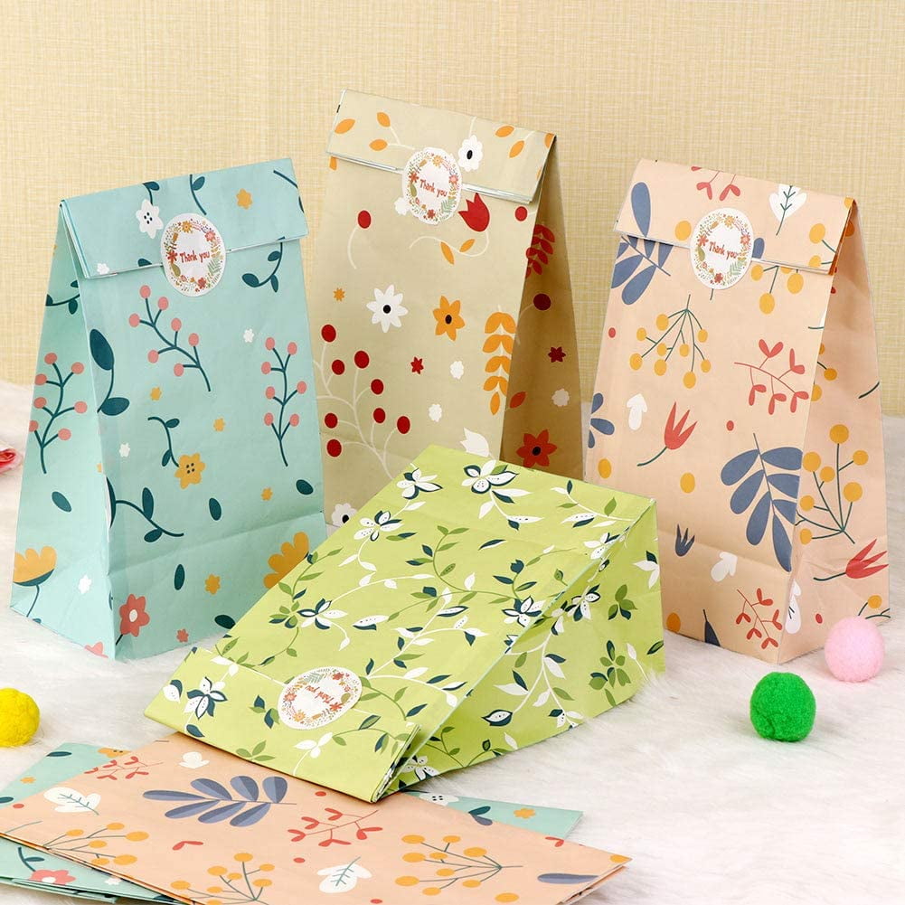 Hyooq Htooq 48pcs Floral Gift Bags Flowers Birthday Gift Bag Goodie Bags Goodie Bags For Kids Birthday Gift Bag Bulk Baby Shower Wedding Party F