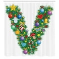 thumbnail image 3 of Ambesonne Letter V Shower Curtain, Ornamental Tree Bells, 69"Wx70"L, Multicolor, 3 of 3