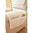 thumbnail image 5 of 3 Pieces Flannel Plush Sofa Armrest Cover Headrest Cover for Recliners Soft Fuzzy Non Slip 2 Arm Rest Covers and 1 Headrest Protector for Recliner Leather Sofa Couch(Beige,1 Seat), 5 of 7