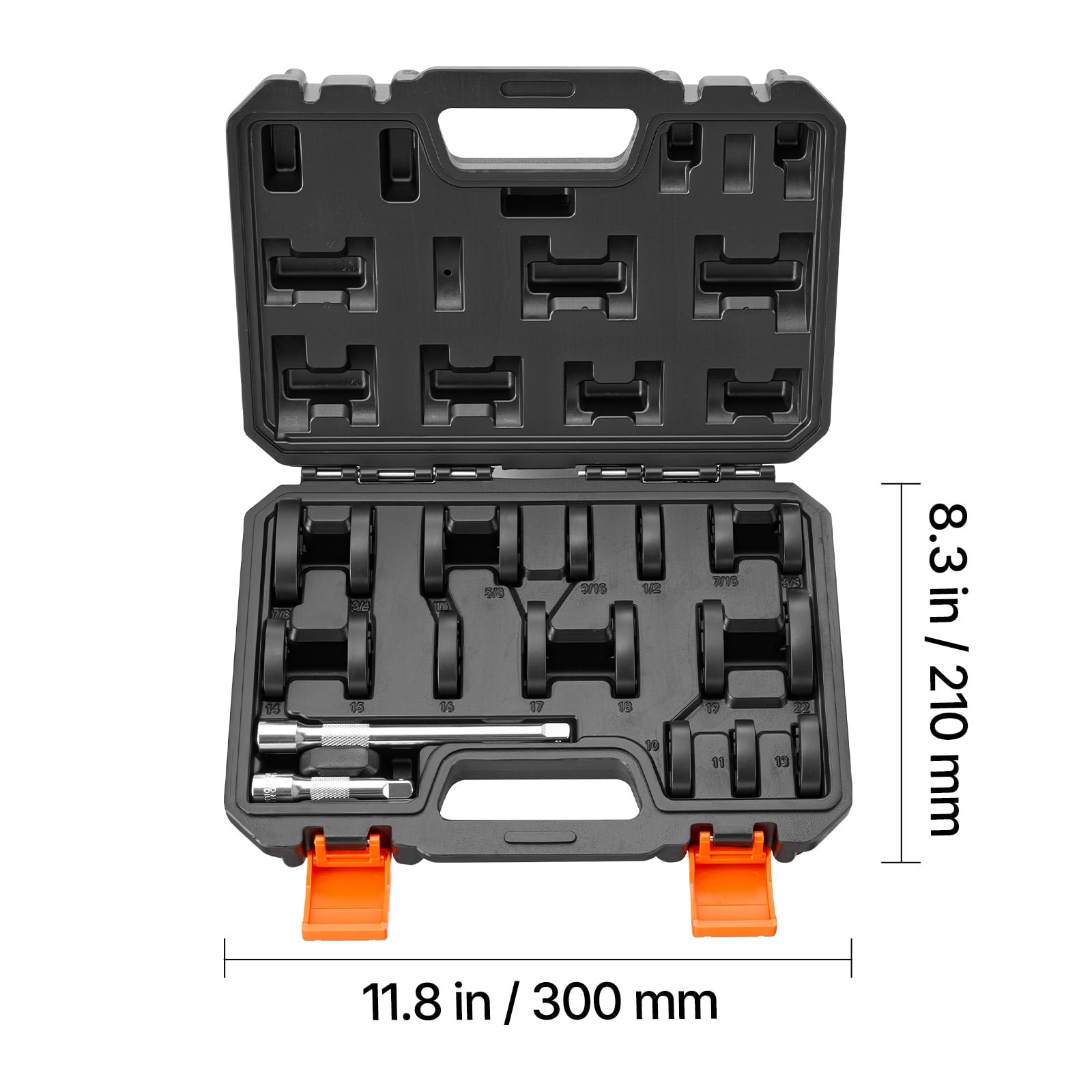 KFFKFF 20-Piece Crowfoot Wrench Set, 3/8" Drive, Metric and SAE Sizes, Flare Nut Design with Storage Case, Dual Markings on Tools and Case, Ideal for Automotive Repairs