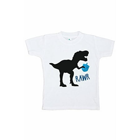 

7 ate 9 Apparel Kids Funny Dinosaur Hanukkah T-Shirt 5T White