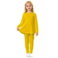 thumbnail image 2 of Girls 2 Piece Pajamas Set Toddler Long Sleeve Shirts Dress Pants Set Kids Solid Color Cute Casual Clothes Sets Summer Fall Winter Outfits Birthday Valentines Gifts For Grandkids 3-12Y Yellow,100=3-4Y, 2 of 5