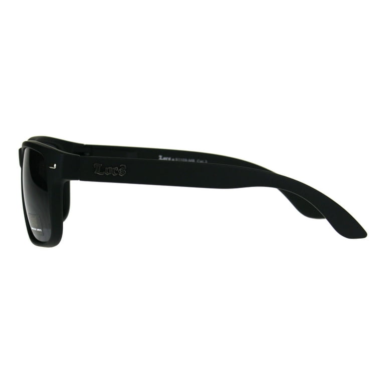 Locs Mens OG Rectangular Classic Horn Rim Sport All Black Sunglasses