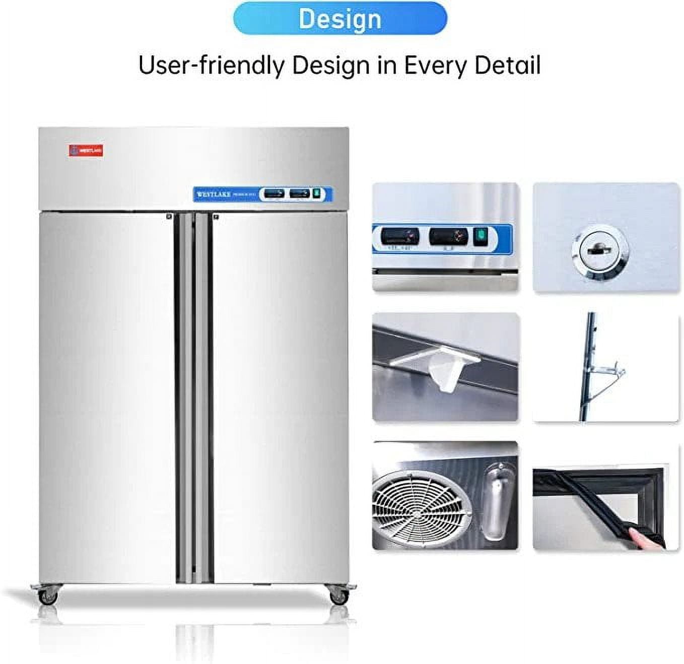 Westlake Commercial Reach-in Upright Freezer, 48" Double Solid Door Stainless Steel, 36 cu.ft ETL Certified Restaurant Freezer WK-48F