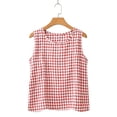 thumbnail image 5 of Mifsaly Girls Plaid Tank Tops Toddler Kids Casual Crewneck Sleeveless Blouse Lightweight Breathable Vacation Beach Everyday Summer Outfits, 5 of 8