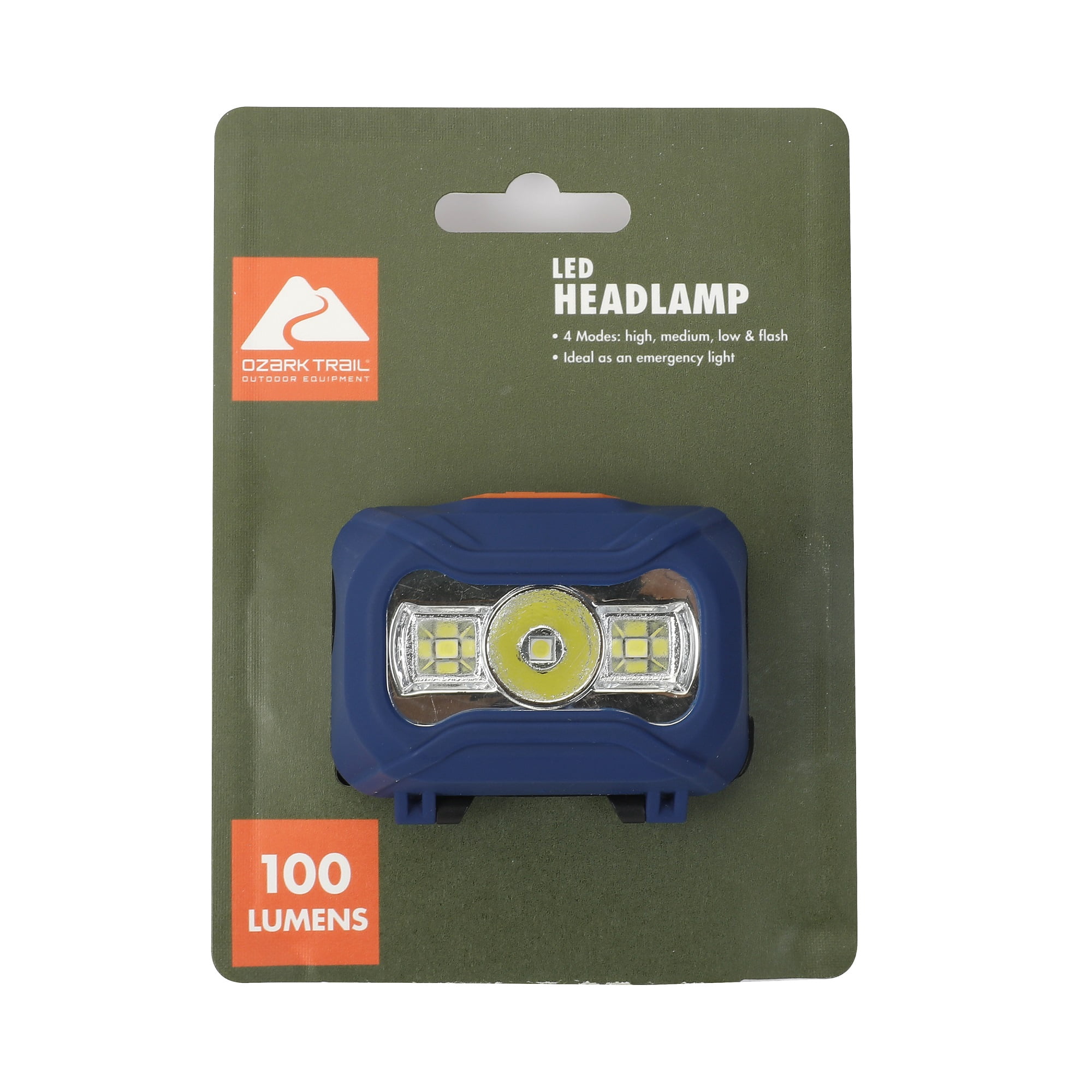 Ozark Trail LED 100 Lumens Headlamp, Blue, 3AAA Batteries Included