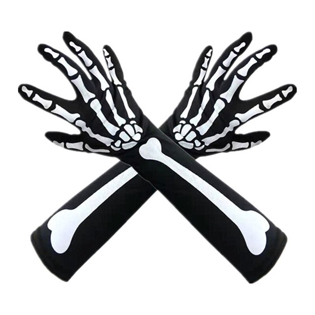 Accesorios de disfraz de Halloween de miedo: GUANTES DE esqueleto blanco y máscara facial de calavera para juegos de rol para adultos