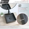 thumbnail image 5 of Stylish Vessel 14 ½" Black Porcelain Square Bathroom Sink P-226N, 5 of 12