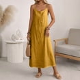 thumbnail image 2 of Laqbezok Women's Cotton Linen Camisole Dress, Casual Sleeveless Scoop Neck Midi Gown, Loose Solid Color Flowy Sun Dress for Summer Vacation, 2 of 5