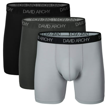 David Archy 3 Pack Men's Ultra Soft Mesh Quick Dry Sports Breathable Boxer
