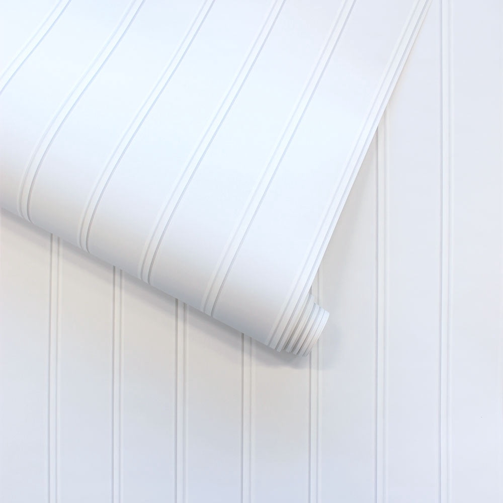 Tempaper Beadboard White Peel and Stick Wallpaper, 20.5" x 16.5'