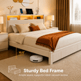 thumbnail image 5 of Leumius Queen Size Bed Frame,Upholstered Platform Bed Frame with LED & Charging Station,Drawers and Storage Headboard,Noise-Free, No Box Spring Needed,Beige(Queen), 5 of 8