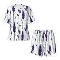 thumbnail image 4 of Naloa Lavender Flowers Women's Short-Sleeved Pajama Set, Loungewear, Summer pajamas, Breathable Cozy - XX-Large, 4 of 9