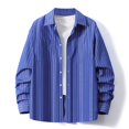 thumbnail image 2 of GigrtiJin Mens Long Sleeve Shirts Casual Striped Button down Lapel Shirt Fashion Loose Solid Color Cardigan Top, 2 of 5