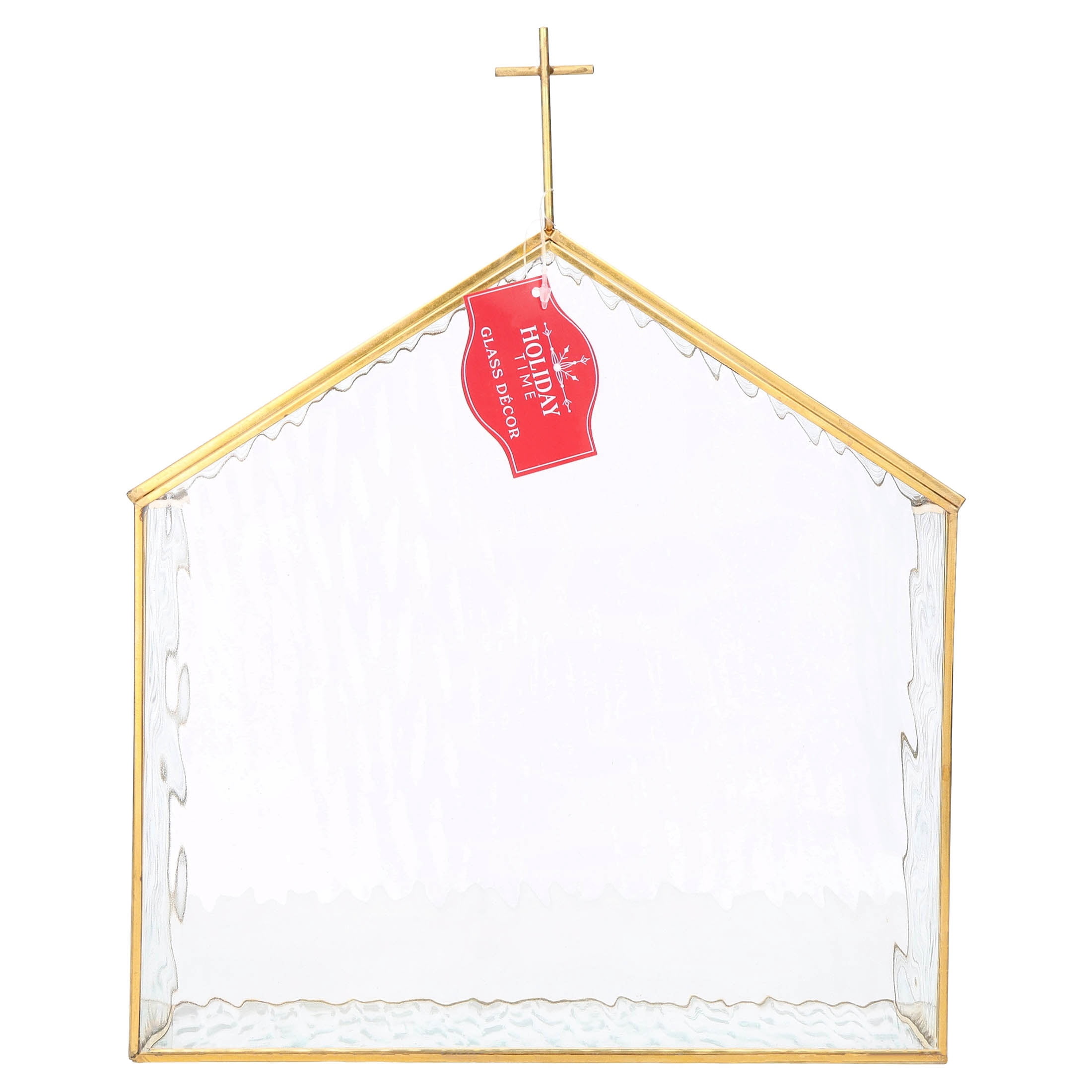 Large Glass Church Christmas Decoration, Gold and Clear, 13", by Holiday Time