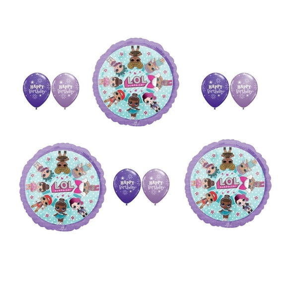 New Set of 3 Birthday Party LOL Balloons Decoration Supplies Three Girl