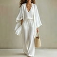 thumbnail image 3 of Idoravan Women Clothes 3 Piece Sets for Women Tank Tops Wide Leg Pants Cover Jacket Fashion Women V-Neck Sleeveless Tank Long Sleeve Cardigan and Long Pants Casual 3Pc Sets, 3 of 7