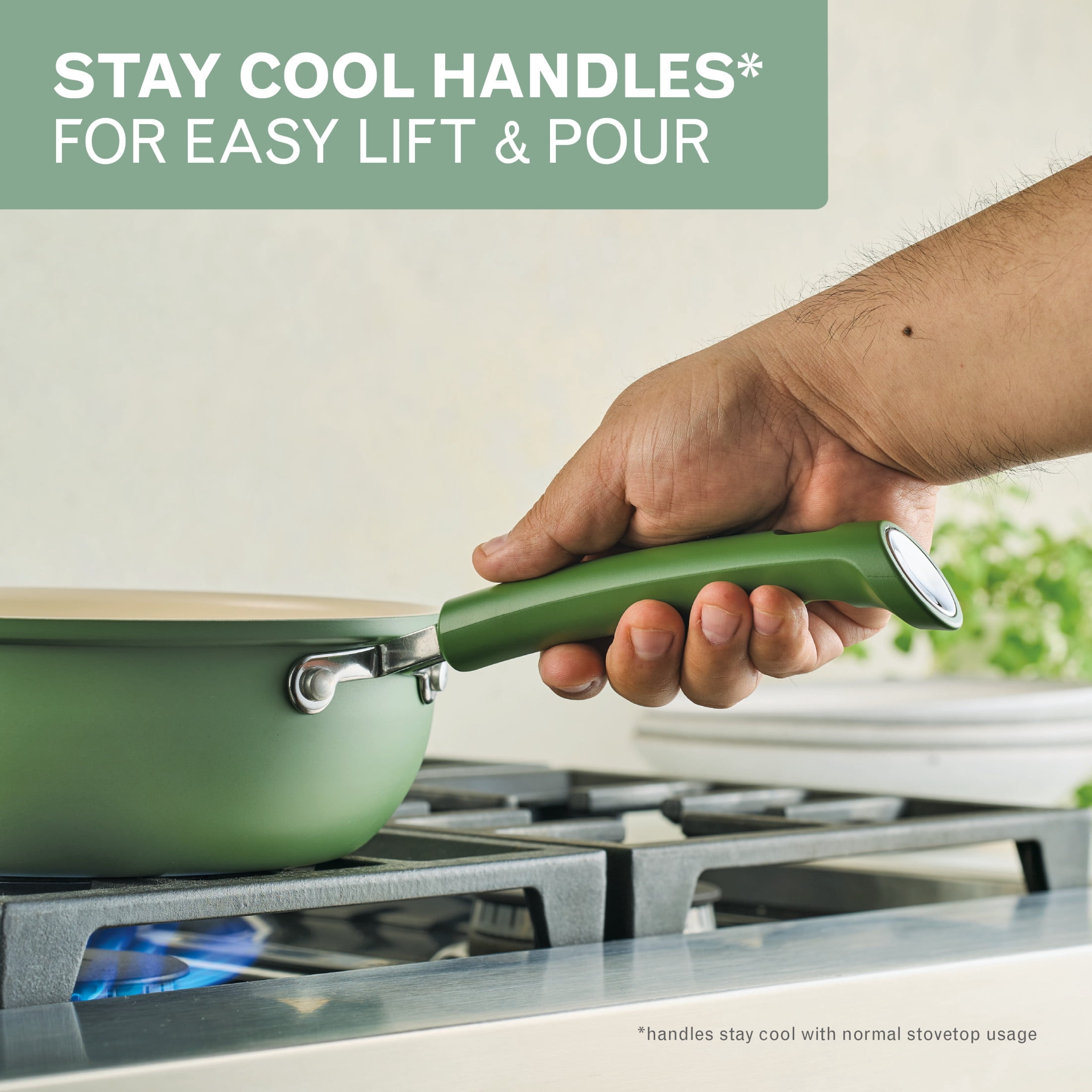 Farberware TrueCook 12pc Ceramic Cookware Set, Dishwasher and Oven Safe, Green